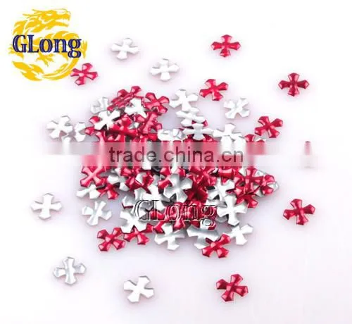 10*10mm Hot Fix Iron-on Nailhead Cross The Flower Shape Aluminum DIY Accessories For Bag Shoe Garment #GT099-10P(Mix-s)