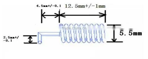 SW915-TH12 - NiceRF 915mhz 12.5mm Copper spring antenna