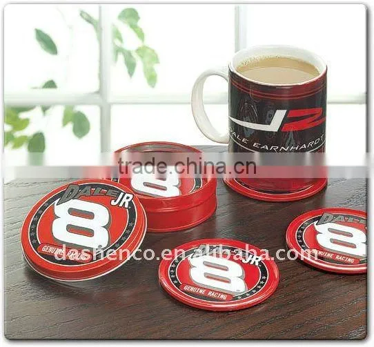 round metal coffee coaster set