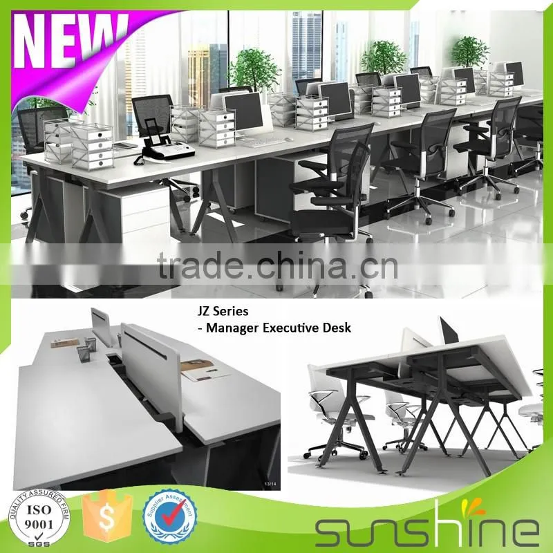 Office Staff working table 4 seating good wire management metal table leg with modblie pedestal and CPU holder