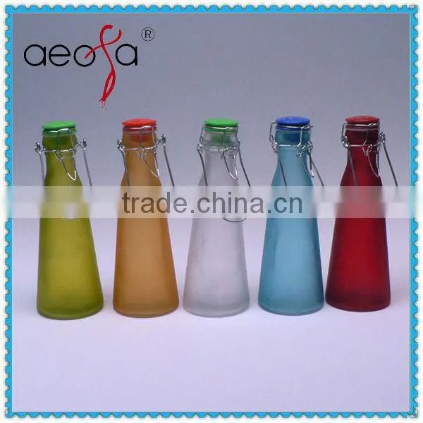 HOT SELLING! Colorful Glass Bottle with Cork Glass Beverage Bottle