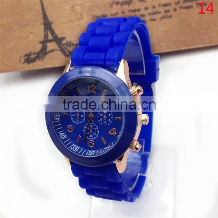hot style silicone watch GENEVA fashion student Three eye quartz watch silicone rubber wristband watch