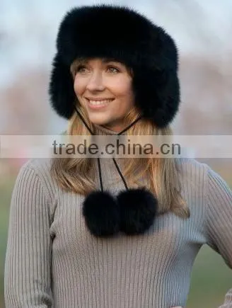 Women's Fox Fur Headband with Poms