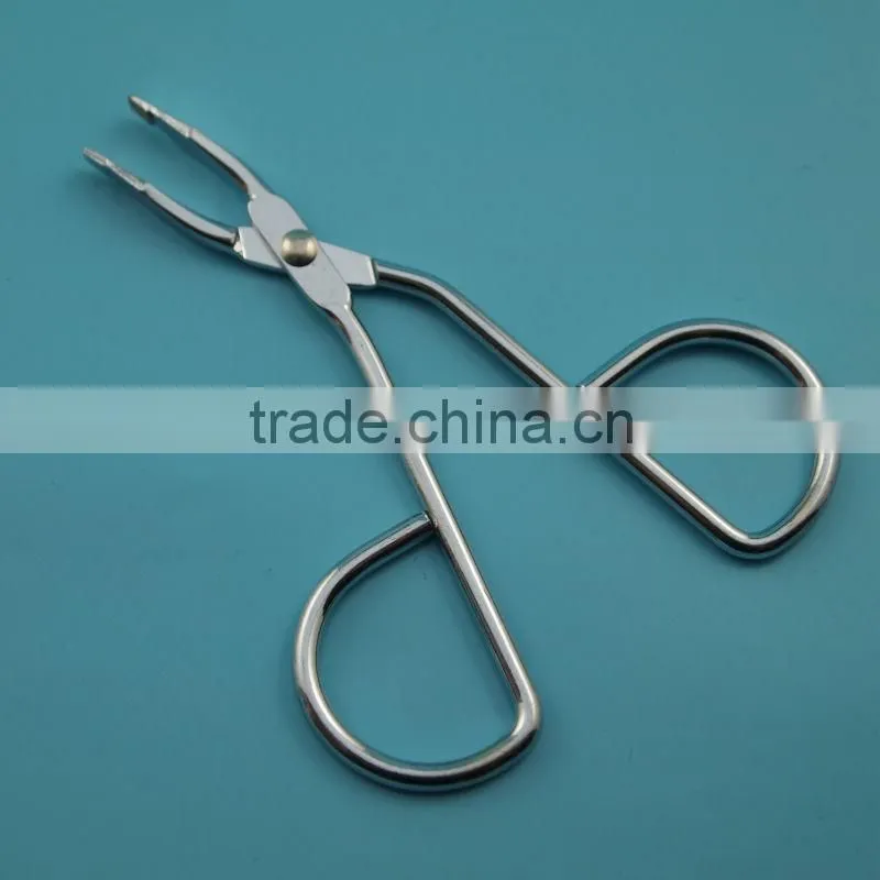 Bent head scissor style tweezers