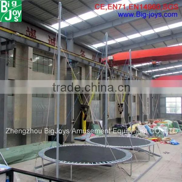 4 person bungee jumping trampoline for beach, 10m*10m outdoor bungee jumping trampoline with trailer