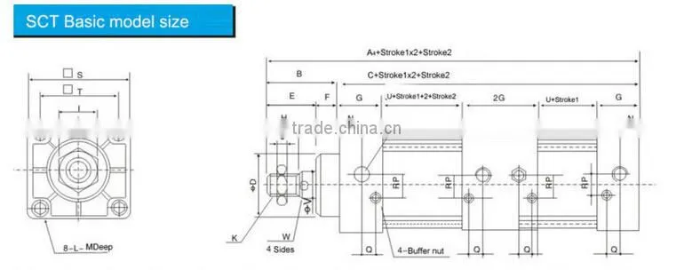 SCT Series Double-acting Multi-position Standard Pneumatic Cylinder