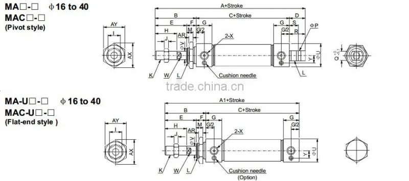 MA20X25mm Stainless Steel Pneumatic Mini Cylinder-Double Acting Pneumatic Cylinder