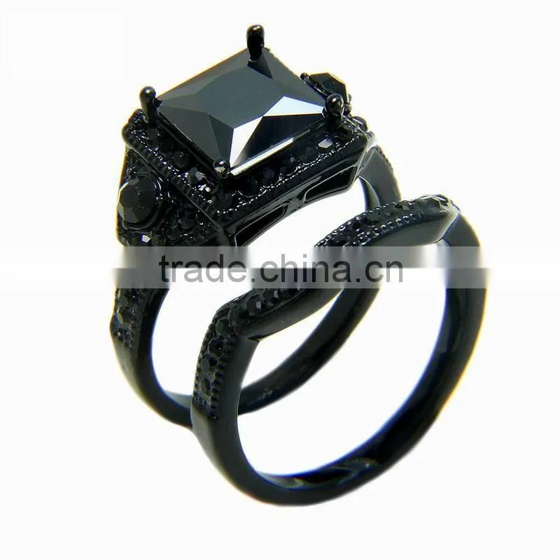 European Ring Imitation Brand Black Gold Brass Couple Combination Ring Engagement Rings