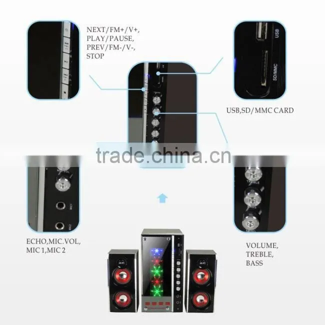 amplifier speaker system with usb,sd,fm ,remote ,2.1 speaker system with amplifier N-23