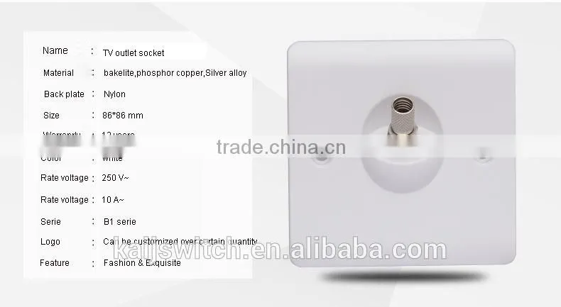 OEM cheap electrical white bakelite material 250v 10a tv plug socket