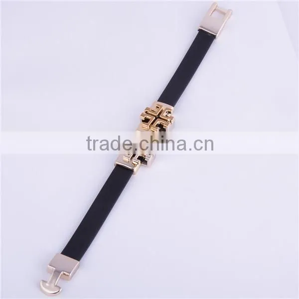 2016 Black Debossed Silicone Chain Link Bracelet