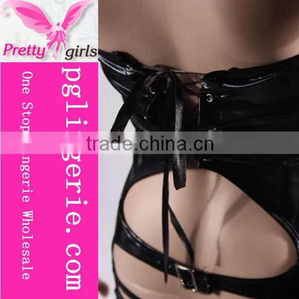 Most Fashionable Plain Black Sexy Faux Leather Catsuit