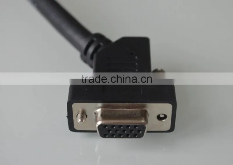 3ft Premium Shielded HD15 VGA/SXGA Male to Female Cable with 45 degree Angled Female Connector