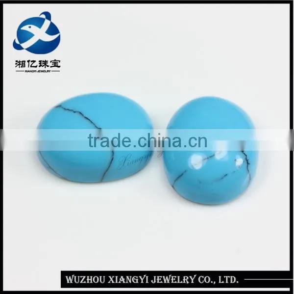 Alibaba gemstones manufacturer flat oval shape blue turquoise cabochon