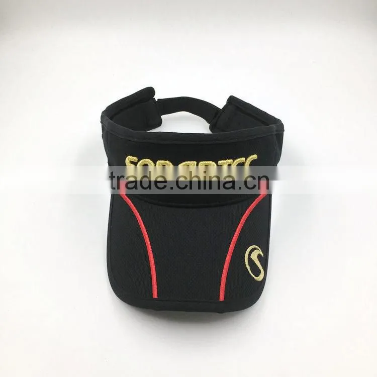Long brim 100% polyester 3D embroidery men's sports sun visor