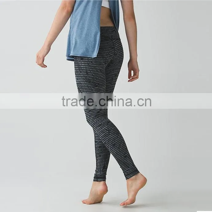 Oem service custom design sports legging girls stripe nylon spandex yoga pants