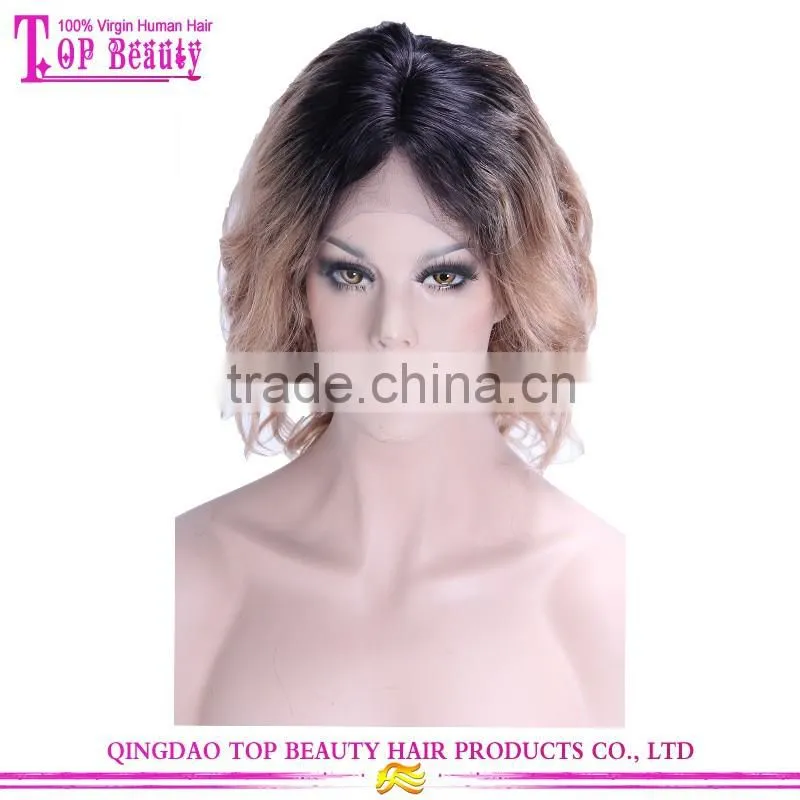 6A Quality Brazilian Virgin Hair Bob Ombre Two Tone Lace Front Wig