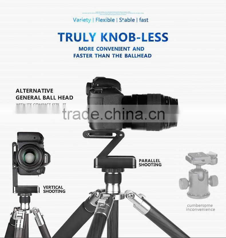 Factory supply HPUSN ultimate camera head solution photography studio camera tripod Z aluminum pan & tilt flex tilt headball