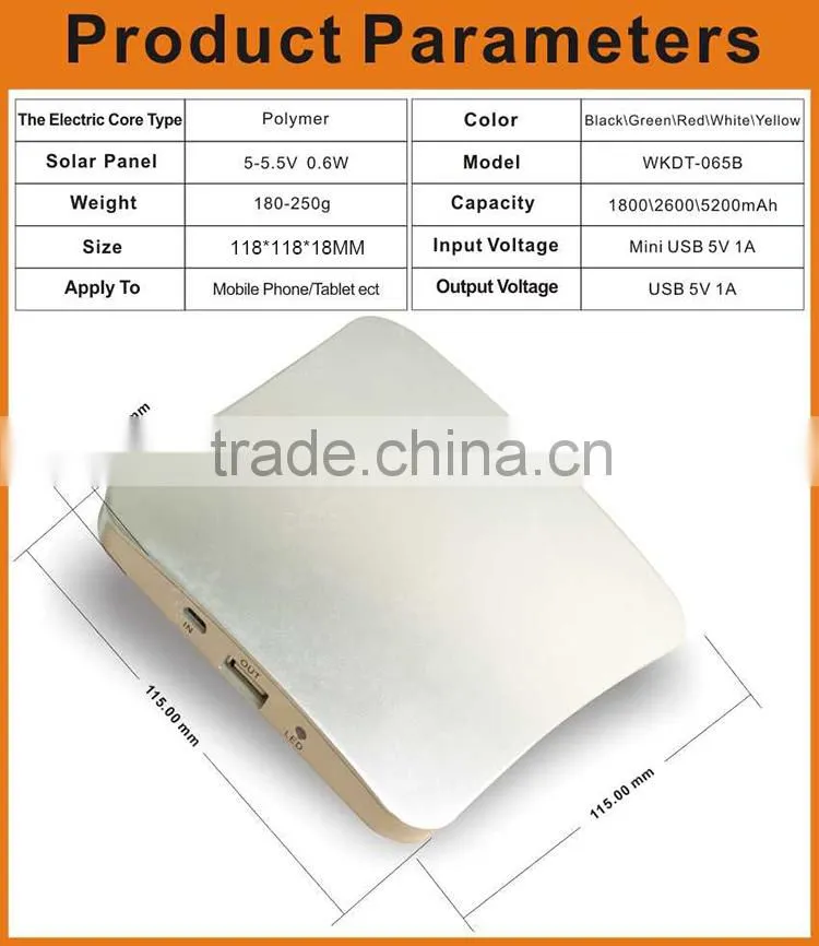 1800mah factory cheap price portable solar window charger/solar charger window/solar power bank