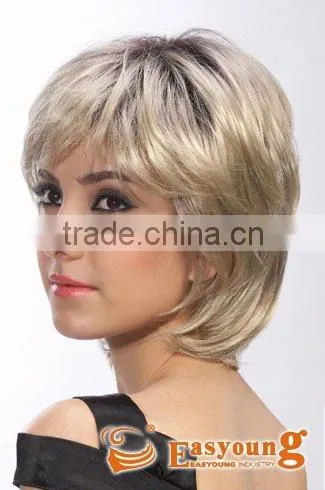 Synthetic hair wig, Blonde short synthetic full lace wigs for white women