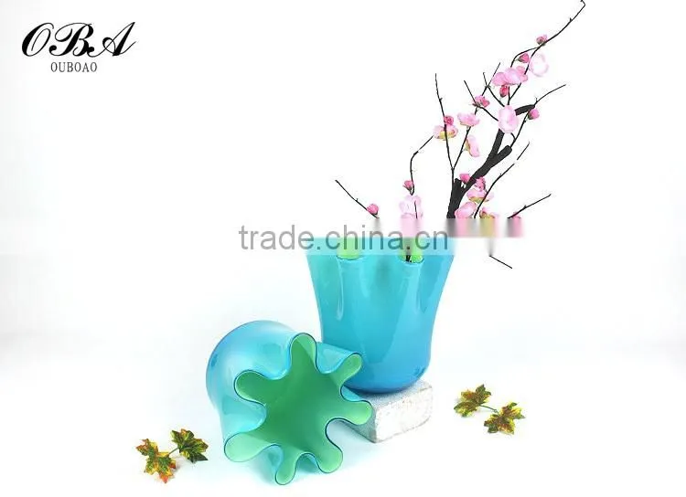 Hand-blown Modern Style Cheap Chinese Cabbage Glass Vase / Eco-friendly Home Decor Big Glass Flower Vase