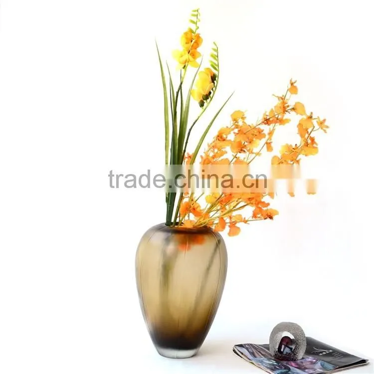 Handmade Vintage Italian Art Glass Murano Vase In Brown