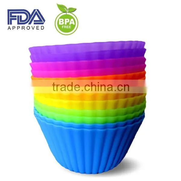 Silicone Baking Cups / Muffin Molds - 12 Reusable Cupcake Liners in Storage Container