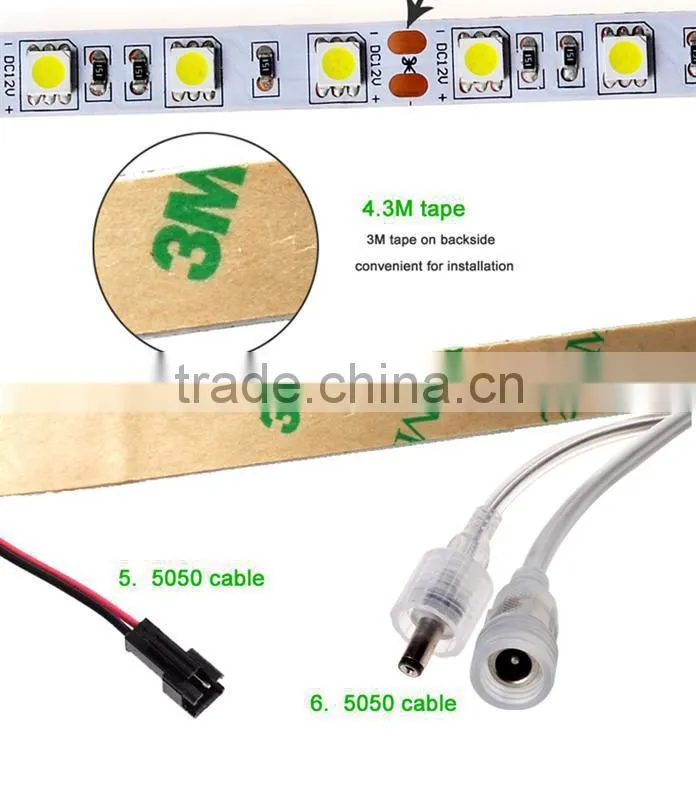 12v 24v dc rgb waterproof flexible 3528 5050 smd led strip light for car bike