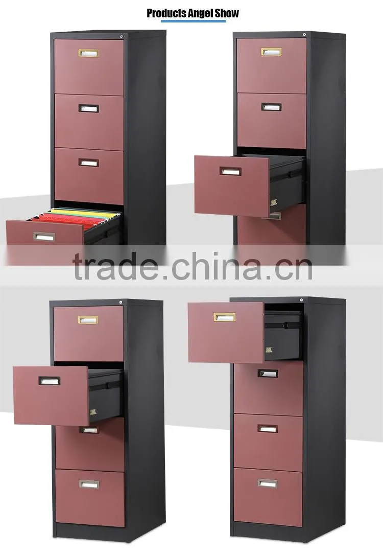 Office Funture 4 3 2 Drawer Combined Vertical Cold Rolled Steel Filing Cabinet with Lock Key