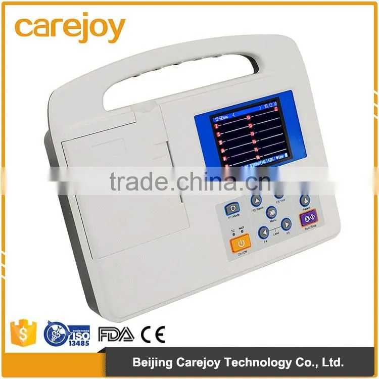 CE&ISO OEM service white 7 inch color screen 3 channel ekg machine portable