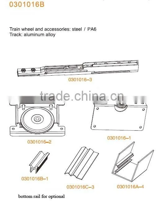 sliding door hardware accessories with sofe close for inner wardrobe door