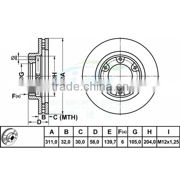 auto parts brake disc parts for Totoya Land Cruiser 4351260090