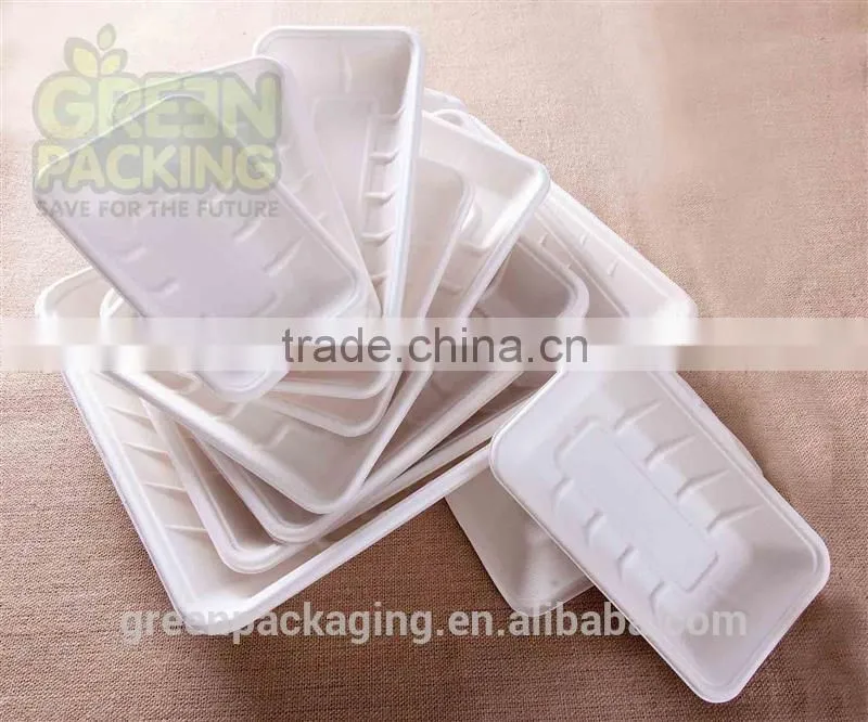 Biodegradable sugarcane rectangular trays 225X138X25mm