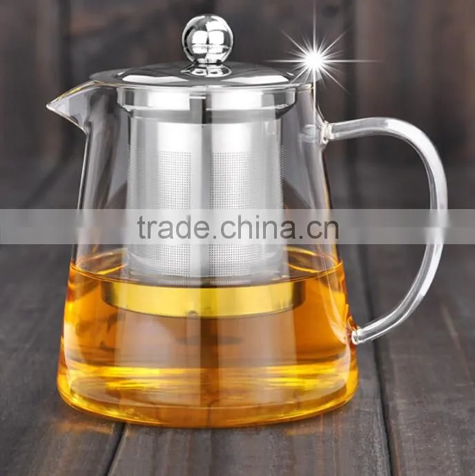 Hand Blown Glass Teapot Stainless Steel Infuser & Glass Lid teapot kettle coffee