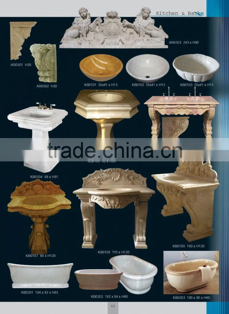 Half Hand Carved Freestanding Stone Bathtub