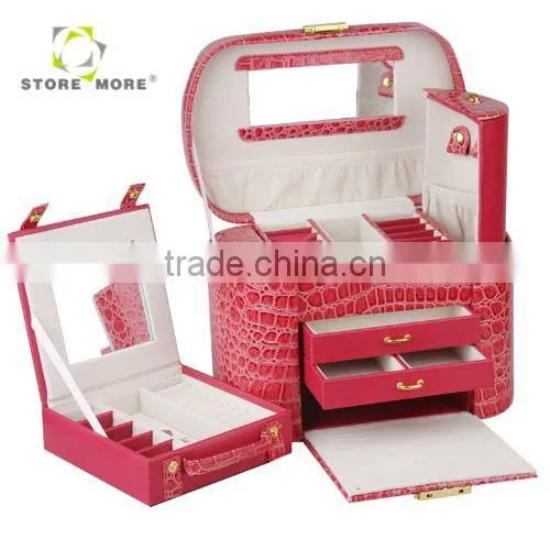 Black Foldable Faux Leather Marble Jewelry Box