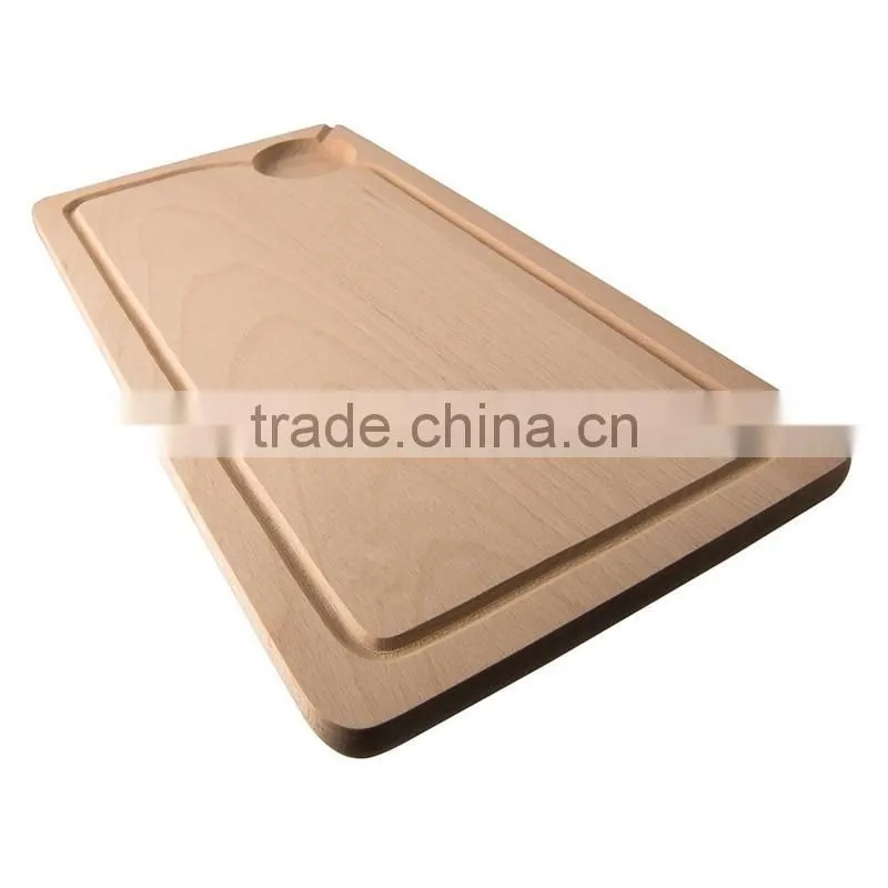 Best Organic Natural Beech wood Cutting Board with holder hole 13-3/4"x9"x3/4" Chopping Board with Groove