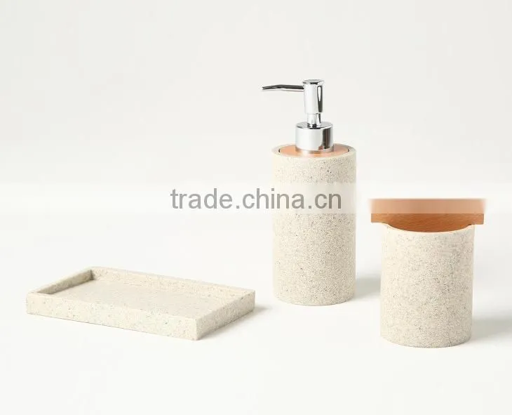 New fashion gray resin sandstone imitation marble Bath Accessories set