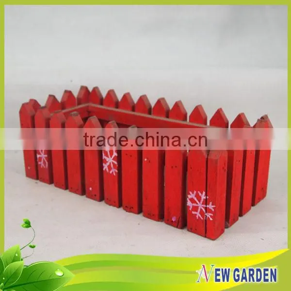 Green and Red Large Rectangular Wooden Flower Pot and Planting