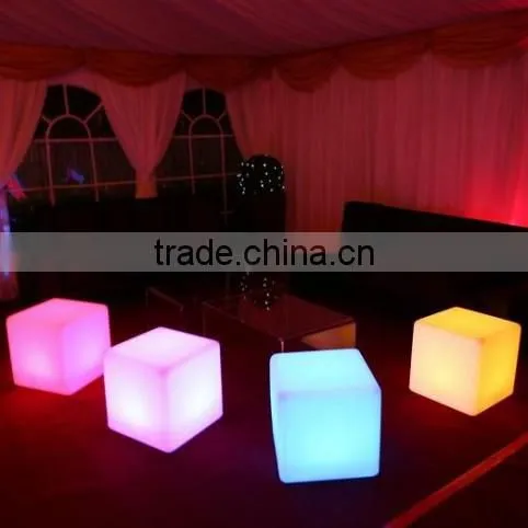 Lounge led cube table and chair / hotel living room use LED illuminated cube table