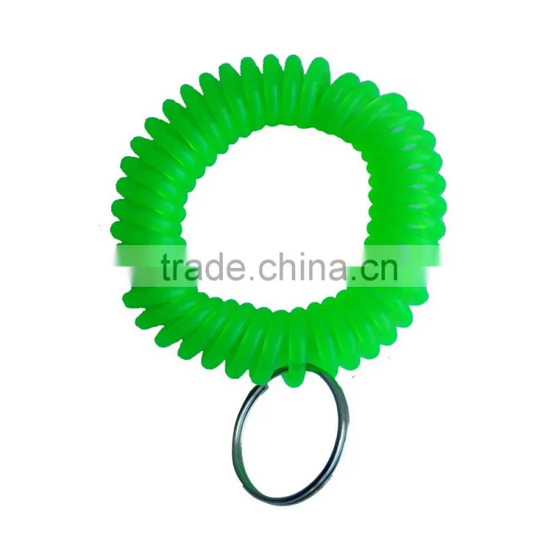 Cheap 5cm diameter plastic spiral wrist coil with key holder