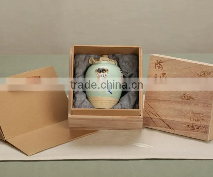 New gift suit/packing tea set includes wooden box and ceramic cups/pots for wholesale