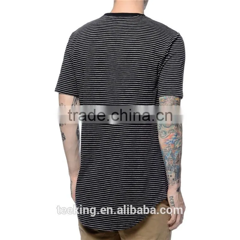 95% cotton 5% elastane stripe longline gym t-shirt