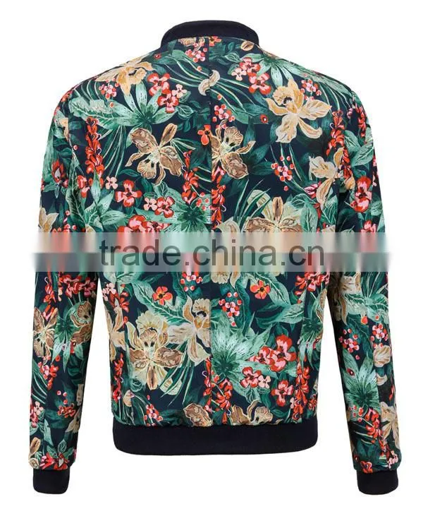 2014 New Arrival Autumn Winter full sleeve floral print fashion man jacket