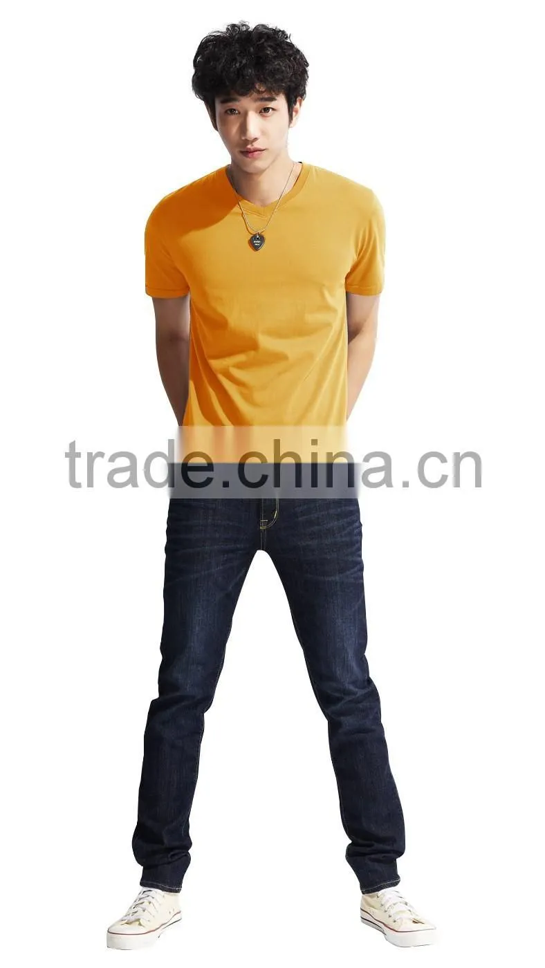 100% cotton v-neck t-shirt for man, custom soft v-neck t-shirt wholesale