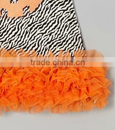 Black & Orange Zebra Sparkle Pumpkin Ruffle Dress - Infant, Toddler & Girls
