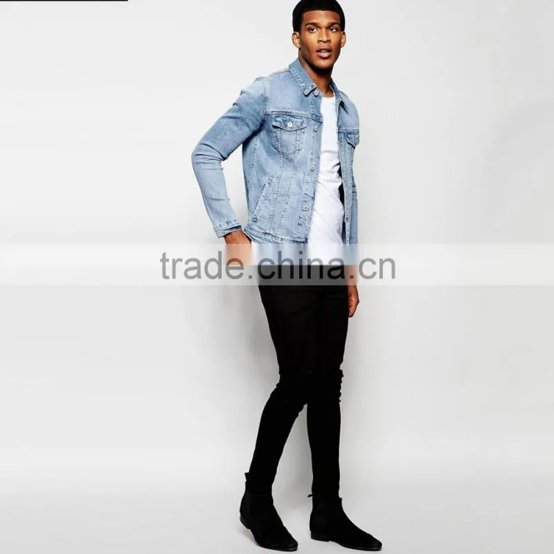 light blue with two pocket men casual jacket with button