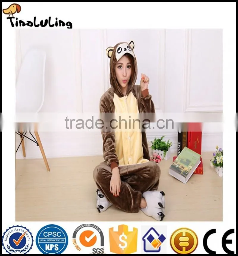 New Brown monkey Pajamas For Women Nightgown Pajama Adult Pajama One Piece Polyester Pajamas Pyjamas