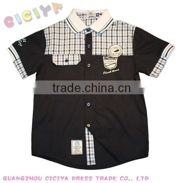Custom wholesale latest summer boys shirt brand name check polo design boys shirt