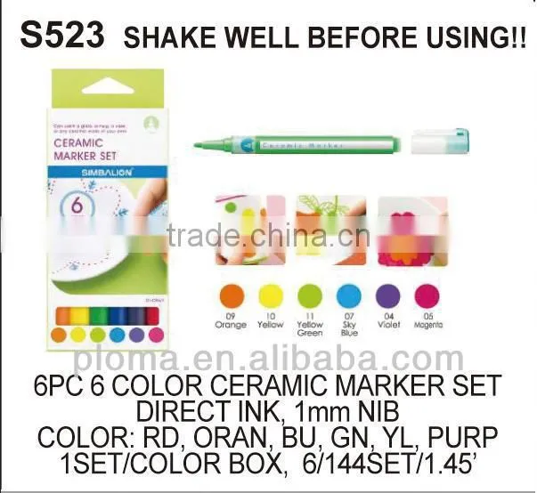 FOR CRAFT (S528) 6 PCS 6 COLORS GLASS CLING MARKER SET